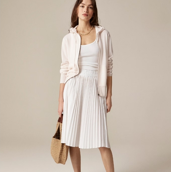 J Crew Cashmere full-zip sweater-hoodie BJ611 Size M NWT in Snow Travel - Picture 2 of 6